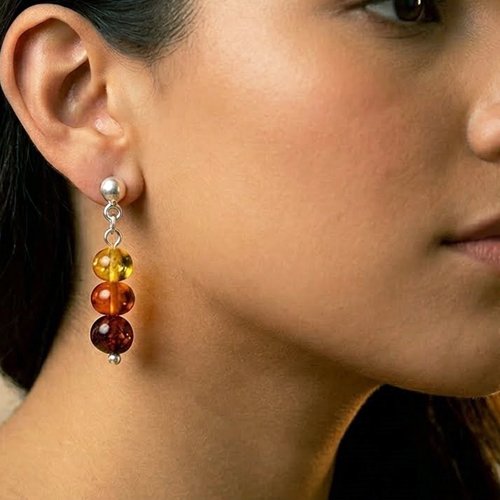 Aretes Terrasol de Ámbar Báltico con plata Esterlina Ley .925 - Imagen 4