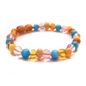 Pulsera bebé/dentición ámbar báltico Aurora Boreal Báltica