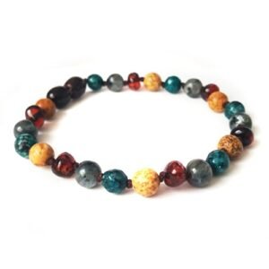 Pulsera bebé/dentición ámbar báltico Luces de cuatro Vientos