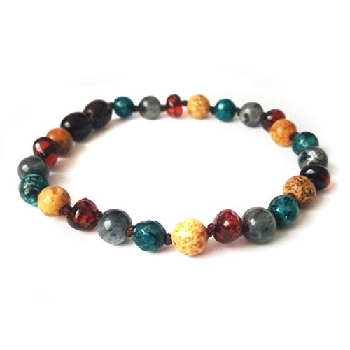 Pulsera bebé/dentición ámbar báltico Luces de cuatro Vientos