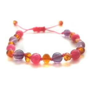 Pulsera bebé/dentición ámbar báltico Luz Violeta del Corazón