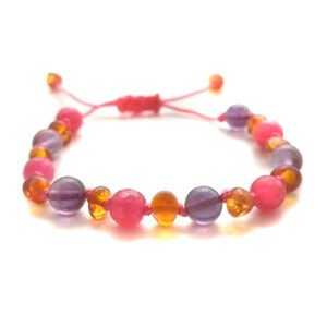 Pulsera bebé/dentición ámbar báltico Luz Violeta del Corazón