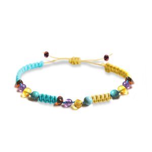 Pulsera Unisex Juvenil/Adulto de ámbar VIBRA DIVINA TURQUESA DORADA