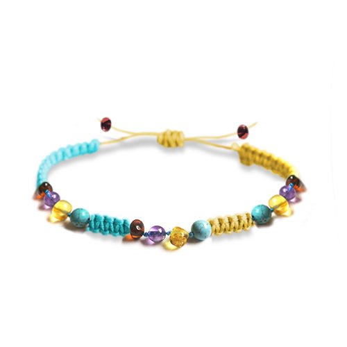 Pulsera Unisex Juvenil/Adulto de ámbar VIBRA DIVINA TURQUESA DORADA