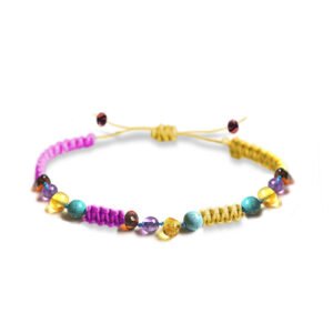 Pulsera Unisex Juvenil/Adulto de ámbar VIBRA DIVINA ROSA DORADA CRISTALINA