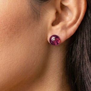 Aretes Broqueles de Ámbar Báltico Vino Tinto con plata Esterlina Ley .925