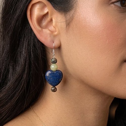 Aretes Corazón de Sabiduría de Ámbar Báltico con plata Esterlina Ley .925 - Imagen 3