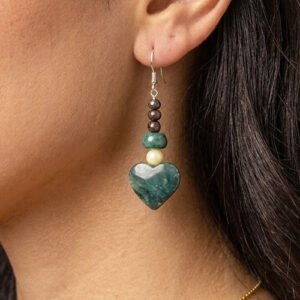Aretes Corazón de Buena Fortuna de Ámbar Báltico con plata Esterlina Ley .925