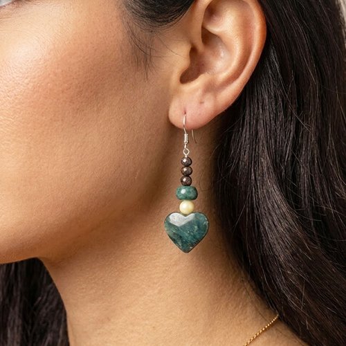 Aretes Corazón de Buena Fortuna de Ámbar Báltico con plata Esterlina Ley .925 - Imagen 3