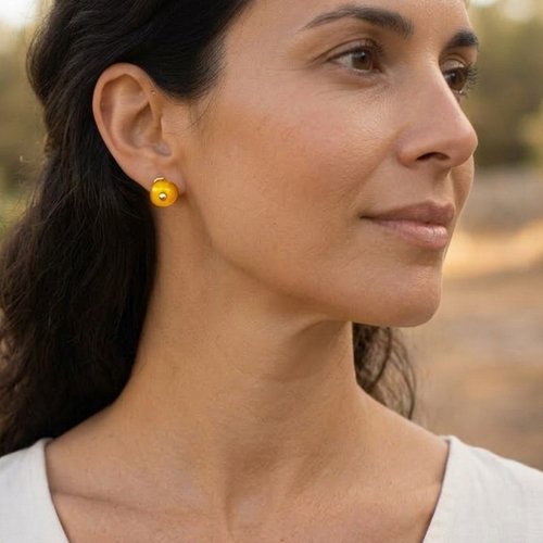 Aretes Broqueles de Ámbar Báltico Marmoleado con plata Esterlina Ley .925 - Imagen 2