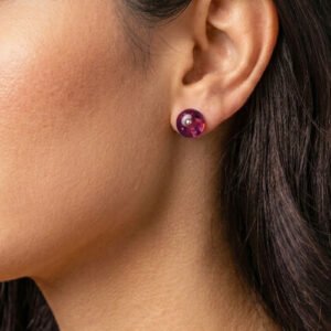 Aretes Broqueles de Ámbar Báltico Vino Tinto con plata Esterlina Ley .925